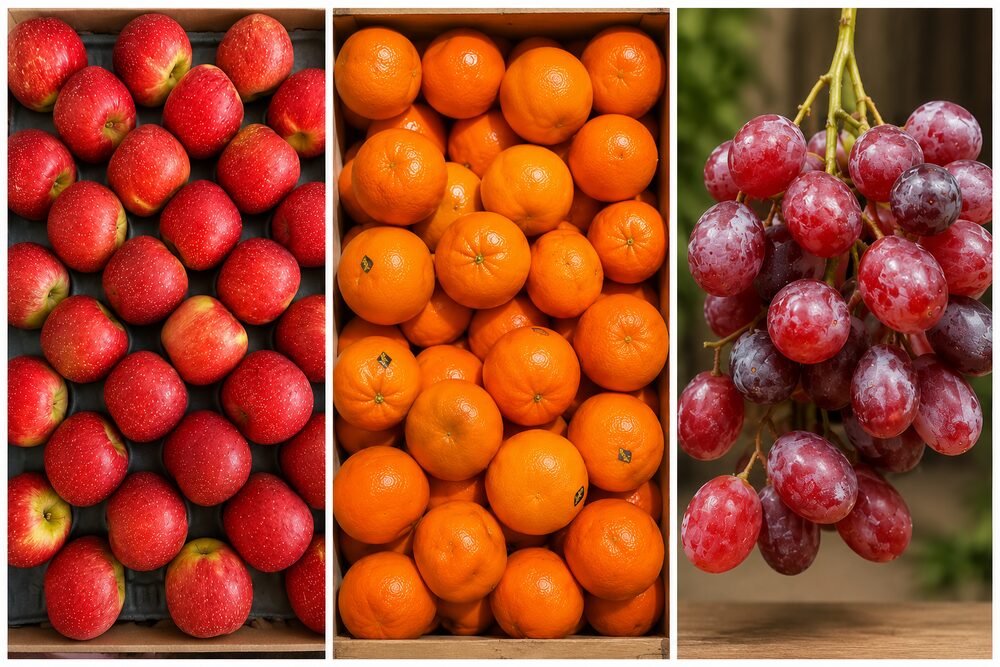 Sélection de fruits frais Steben Direction : pommes, clémentines, raisins